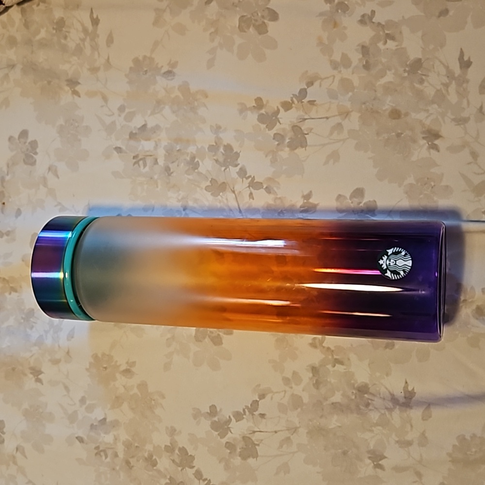 Ombre rainbow glass water bottle